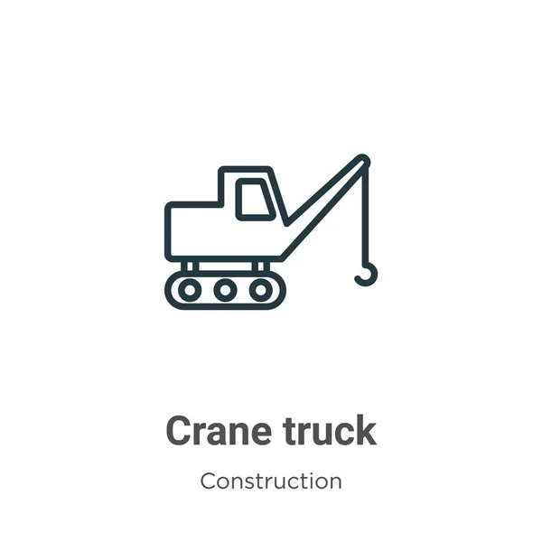 Crane Truck Outline Vector Icon Thin Line Black Crane Truck — 스톡 벡터