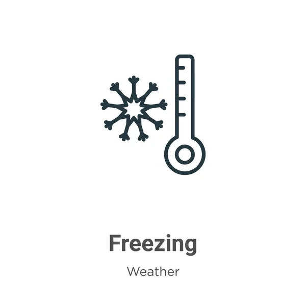 Freezing Outline Vector Icon Thin Line Black Freezing Icon Flat — 스톡 벡터