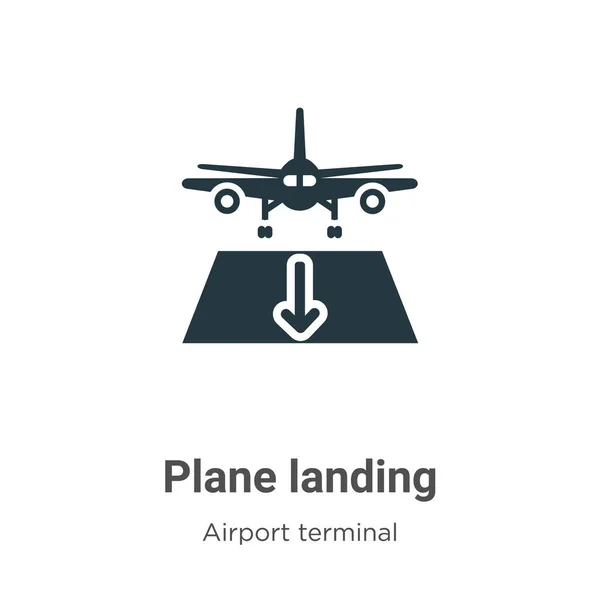 Ícone do vetor de aterrissagem plana no fundo branco. Sinal de ícone plano vetorial plano de desembarque a partir da moderna coleção terminal do aeroporto para o conceito móvel e web design de aplicativos. —  Vetores de Stock