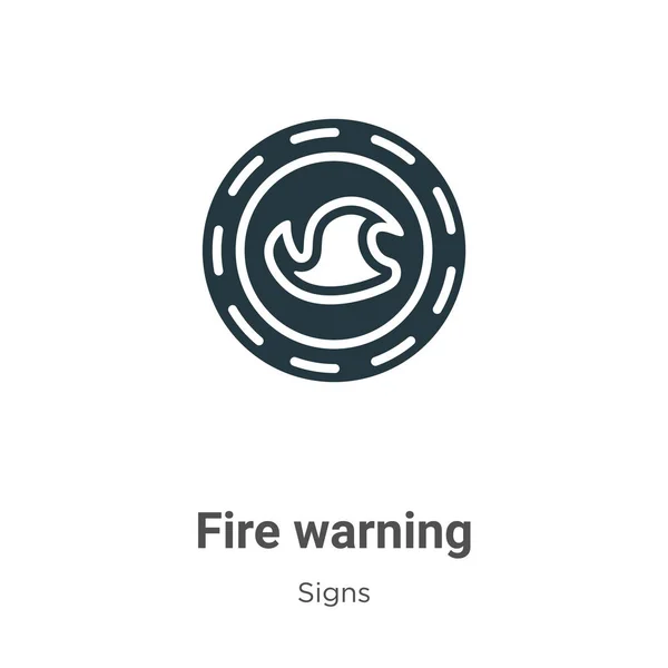 白の背景に警告グリフアイコンベクトルを火します モバイルコンセプトとWebアプリのデザインのための現代的な兆候コレクションからフラットベクトル火災警告アイコン記号記号 — ストックベクタ