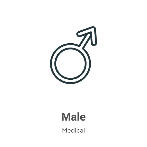 男性アウトラインベクトルアイコン 白地に隔離された編集可能な医療概念からの細い線黒の男性のアイコン フラットベクトルシンプルな要素イラスト — ストックベクタ