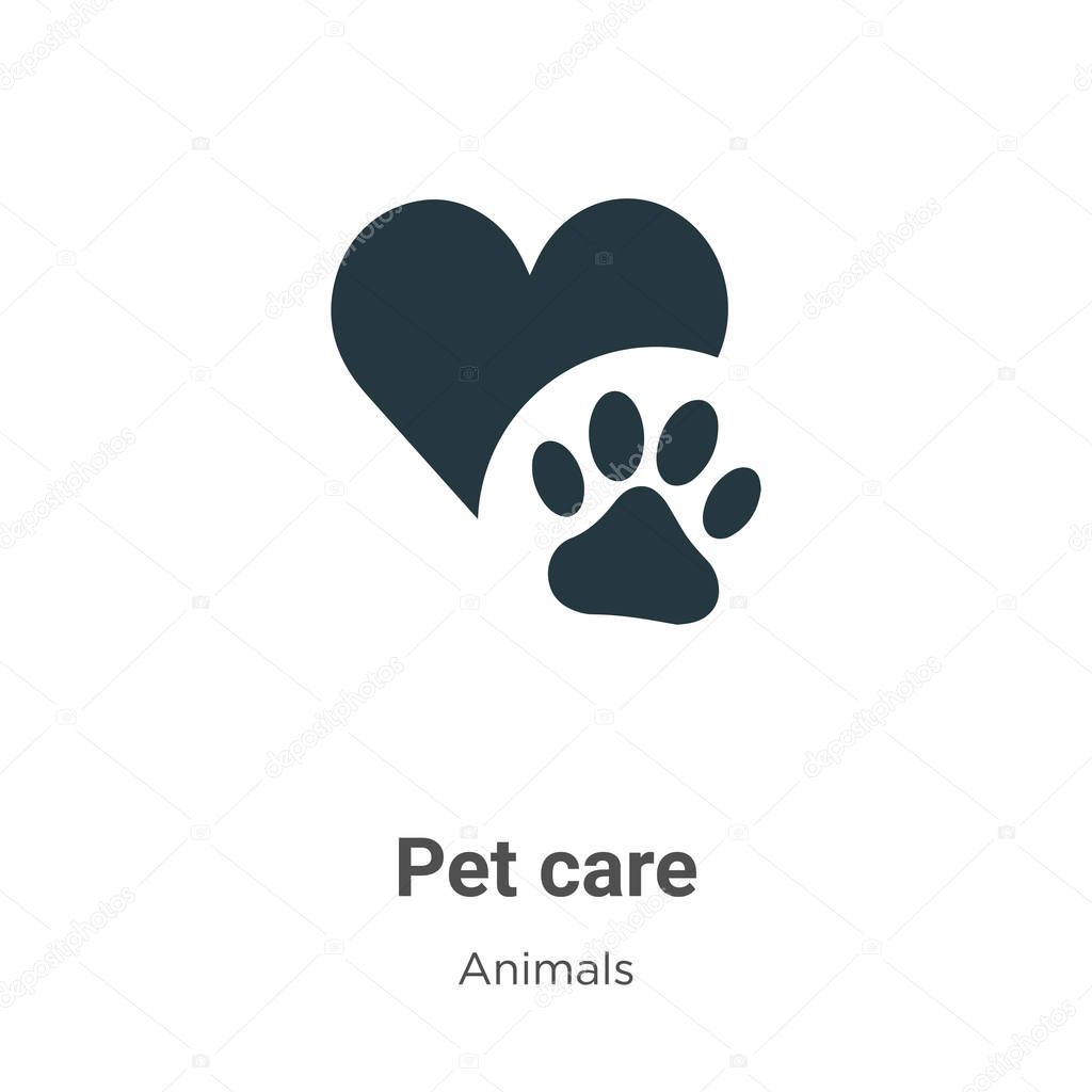Pet care vector icon on white background. Flat vector pet care icon symbol sign from modern animals collection for mobile concept and web apps design.