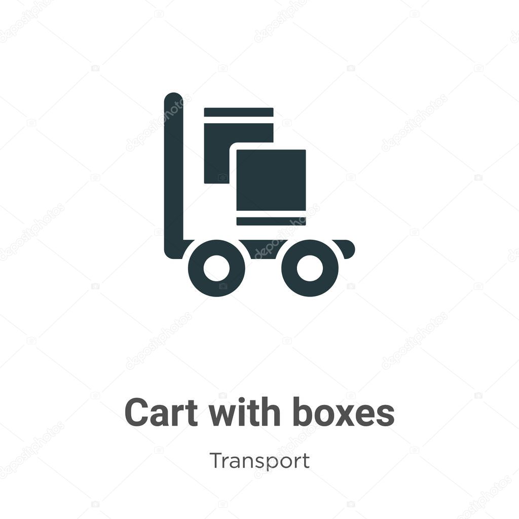 Cart with boxes glyph icon vector on white background. Flat vector cart with boxes icon symbol sign from modern transport collection for mobile concept and web apps design.