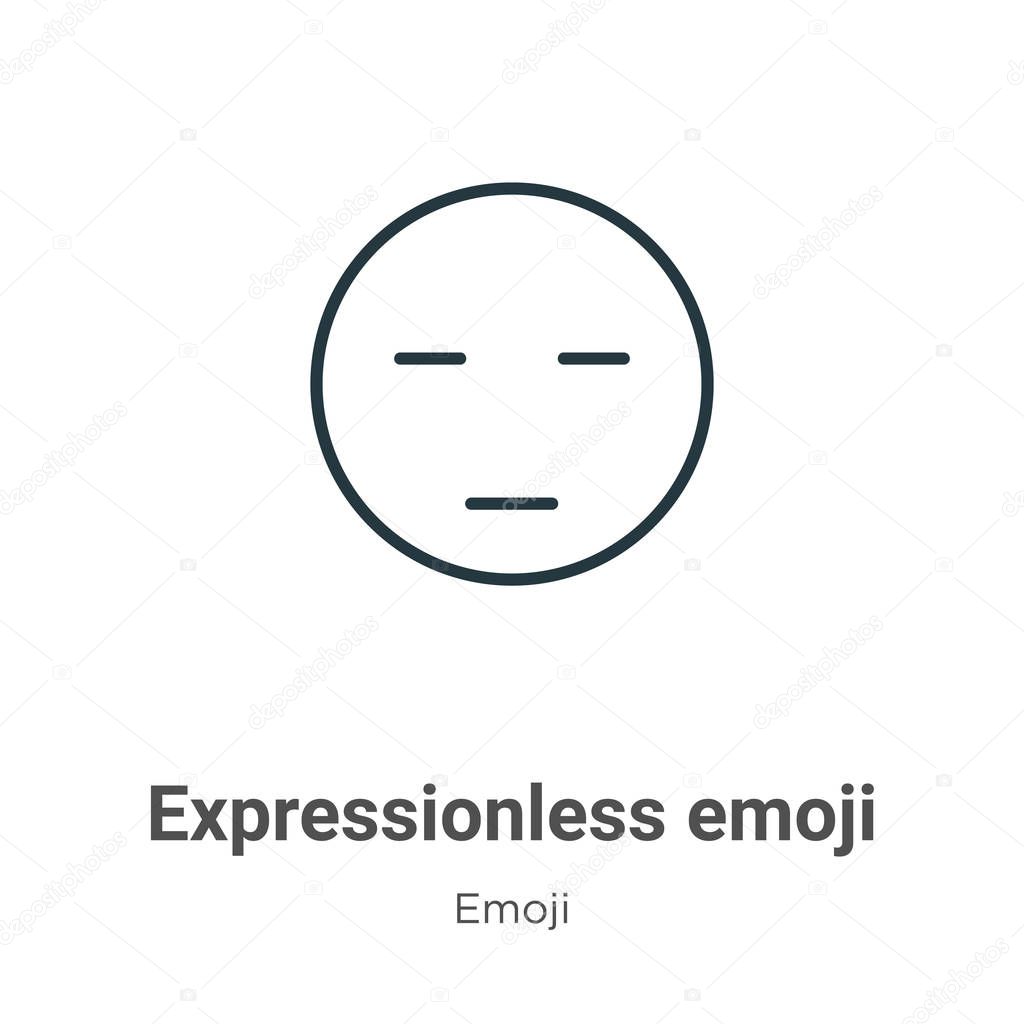 Expressionless emoji outline vector icon. Thin line black expressionless emoji icon, flat vector simple element illustration from editable emoji concept isolated on white background