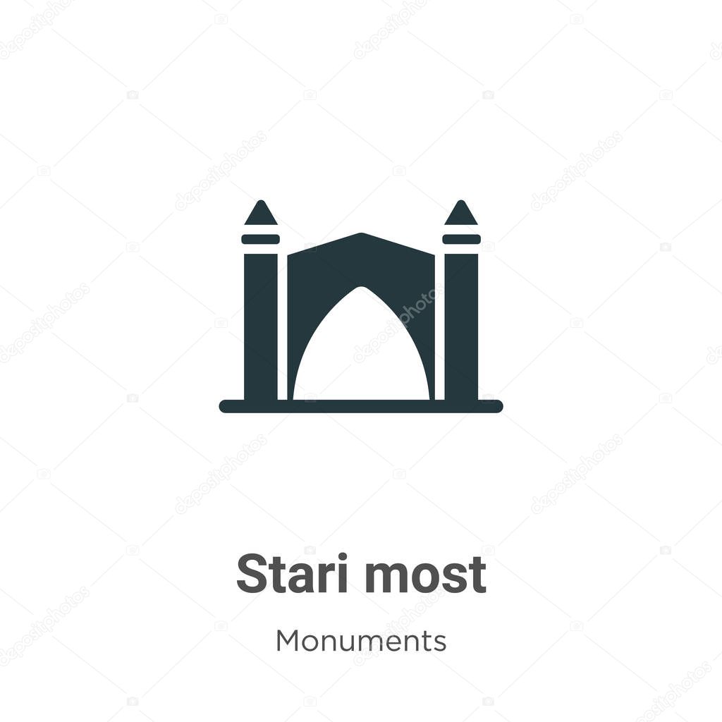 Stari most glyph icon vector on white background. Flat vector stari most icon symbol sign from modern monuments collection for mobile concept and web apps design.