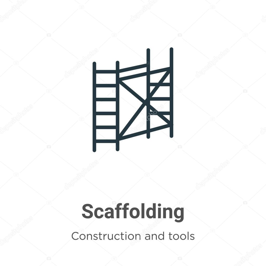 Scaffolding outline vector icon. Thin line black scaffolding icon, flat vector simple element illustration from editable construction and tools concept isolated on white background
