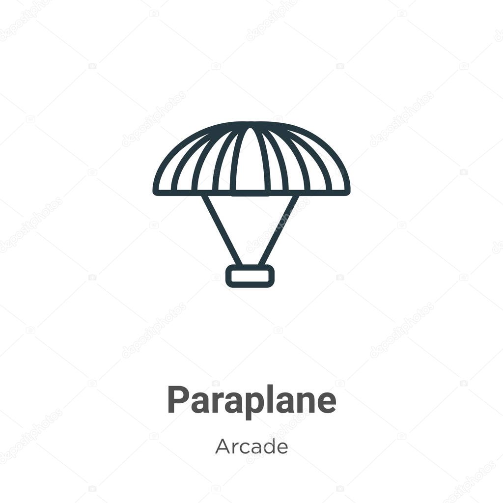 Paraplane outline vector icon. Thin line black paraplane icon, flat vector simple element illustration from editable entertainment concept isolated on white background