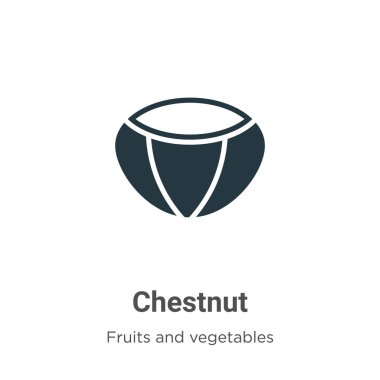 Beyaz arka planda kestane rengi sembol vektörü. Mobil konsept ve web uygulamaları tasarımı için modern meyve koleksiyonundan düz vektör kestane simgesi simgesi işareti.