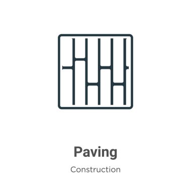 Paving outline vector icon. Thin line black paving icon, flat vector simple element illustration from editable construction concept isolated on white background