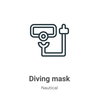 Diving mask outline vector icon. Thin line black diving mask icon, flat vector simple element illustration from editable nautical concept isolated on white background