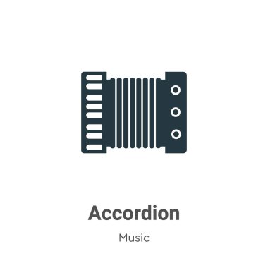 Beyaz arkaplanda akordiyon vektör simgesi. Mobil konsept ve web uygulamaları tasarımı için modern müzik koleksiyonundan düz vektör akordeon simgesi işareti.