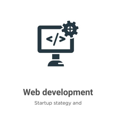 Beyaz arkaplanda web geliştirme simgesi vektörü. Mobil konsept ve web uygulamaları tasarımı için modern başlangıç koleksiyonundan düz vektör web geliştirme simgesi işareti.