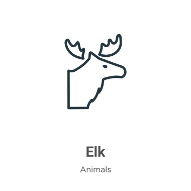 Geyik çizgisi vektör simgesi. İnce çizgi siyah geyik simgesi, düz vektör basit element illüstrasyonu, düzenlenebilir hayvan kavramından beyaz arkaplanda izole edilmiş.