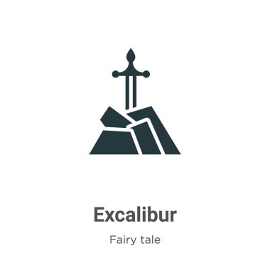 Beyaz arkaplanda Excalibur vektör simgesi. Mobil konsept ve web uygulamaları tasarımı için modern peri masalı koleksiyonundan düz vektör excalibur simgesi işareti.