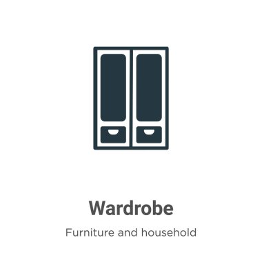 Beyaz arka planda kostüm vektör simgesi. Mobil konsept ve web uygulamaları tasarımı için modern mobilya ve ev eşyaları koleksiyonundan düz vektör kostüm simgesi işareti.