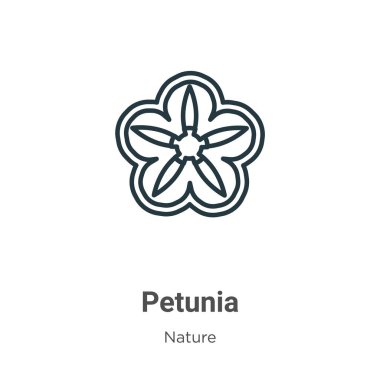 Petunia outline vector icon. Thin line black petunia icon, flat vector simple element illustration from editable nature concept isolated on white background