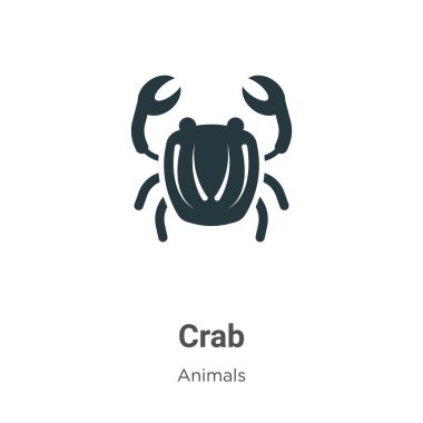 Beyaz arkaplanda yengeç sembolü vektör simgesi. Modern hayvanların mobil konsept ve web uygulamaları tasarımı için topladığı düz vektör yengeç sembolü simgesi işareti.