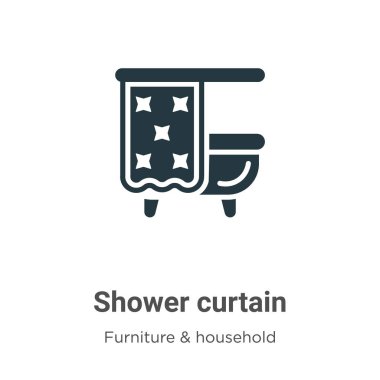 Beyaz arkaplanda duş perdesi vektör simgesi. Mobil konsept ve web uygulamaları tasarımı için modern mobilya ve ev eşyaları koleksiyonundan düz vektör duş perdesi simgesi işareti.