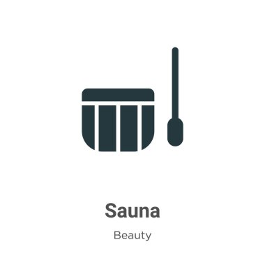 Beyaz arkaplanda sauna vektör simgesi. Mobil konsept ve web uygulamaları tasarımı için modern güzellik koleksiyonundan düz vektör sauna simgesi işareti.