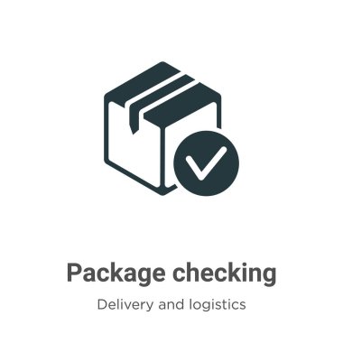 Beyaz arkaplanda paket kontrol vektör simgesi. Mobil konsept ve web uygulamaları tasarımı için modern dağıtım ve lojistik koleksiyonundan simge işaretlerini kontrol eden düz vektör paketi.