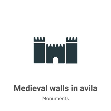 Beyaz arka planda avila glyph ikon vektörüyle ortaçağ duvarları. Avila simgesi sembolündeki düz vektör ortaçağ duvarları modern anıtların mobil konsept ve web uygulamaları tasarımı koleksiyonundan.