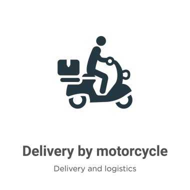 Beyaz arka planda motosiklet vektör ikonu ile teslimat. Mobil konsept ve web uygulamaları tasarımı için modern dağıtım ve lojistik koleksiyonundan motosiklet simgesi işareti ile düz vektör teslimi.