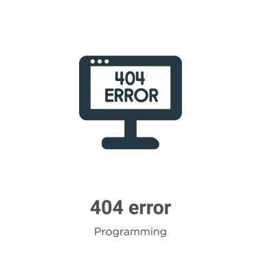Beyaz arkaplanda 404 hata vektör simgesi. Mobil konsept ve web uygulamaları tasarımı için modern programlama koleksiyonundan düz vektör 404 hata simgesi işareti.