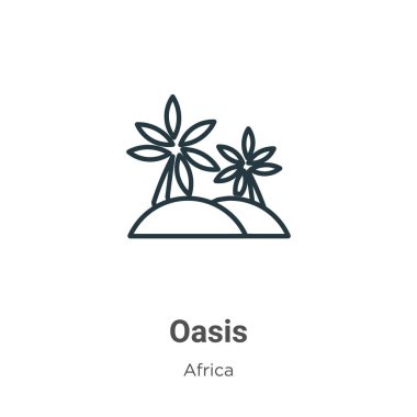 Oasis ana hat vektör simgesi. İnce çizgi siyah vaha simgesi, düz vektör basit element illüstrasyonu düzenlenebilir Afrika kavramından beyaz arkaplanda izole edilmiş