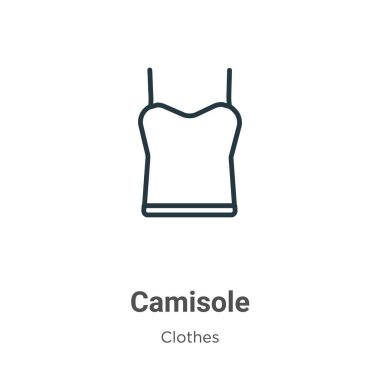 Camisole ana hatlı vektör simgesi. Beyaz arkaplanda izole edilmiş ince çizgi siyah kaşkorse simgesi, düz vektör basit element çizimi