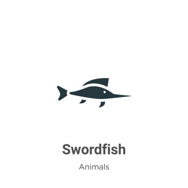 Beyaz arkaplanda kılıçbalığı vektör simgesi. Düz vektör kılıç balığı sembolü modern hayvanların mobil konsept ve web uygulamaları tasarımı için topladığı simge..