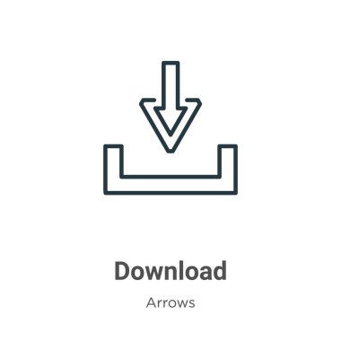 Download outline vector icon. Thin line black download icon, flat vector simple element illustration from editable arrows concept isolated on white background