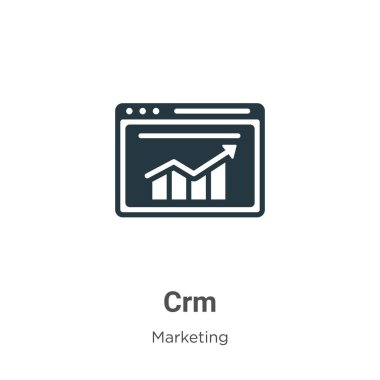 Beyaz arkaplanda Crm glyph ikon vektörü. Mobil konsept ve web uygulamaları tasarımı için modern pazarlama koleksiyonundan düz vektör crm simgesi işareti.