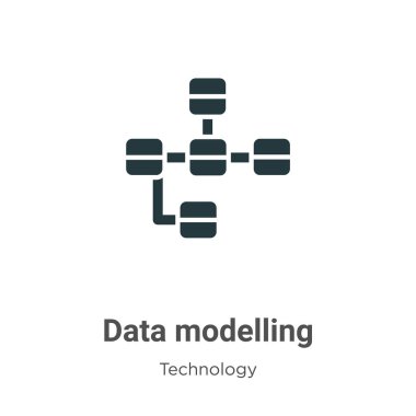 Beyaz arkaplanda veri modelleme simgesi vektörü. Mobil konsept ve web uygulamaları tasarımı için modern teknoloji koleksiyonundan düz vektör veri modelleme simgesi işareti.