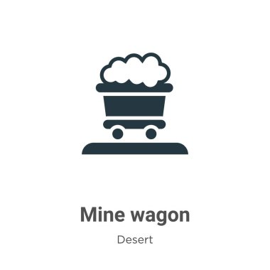 Beyaz arka planda mayın vagonu vektör simgesi. Mobil konsept ve web uygulamaları tasarımı için modern çöl koleksiyonundan düz vektör maden vagonu simgesi işareti.