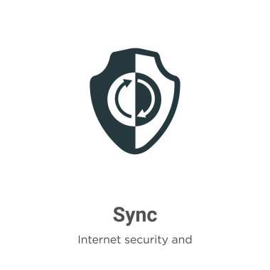 Beyaz arkaplanda vektör simgesini eşzamanla. Mobil konsept ve web uygulamaları tasarımı için modern internet güvenliği ve ağ koleksiyonundan düz vektör eşzamanlama simgesi işareti.