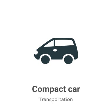 Beyaz arkaplanda kompakt araba vektör simgesi. Mobil konsept ve web uygulamaları tasarımı için modern ulaşım koleksiyonundan düz vektör sıkıştırılmış araba simgesi işareti.