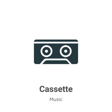 Beyaz arkaplanda kaset vektör simgesi. Mobil konsept ve web uygulamaları tasarımı için modern müzik koleksiyonundan düz vektör kaset simgesi işareti.