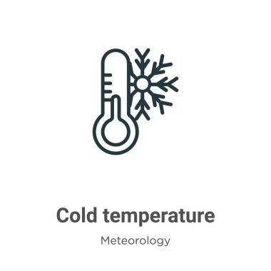 Soğuk sıcaklık ana hatlı vektör simgesi. İnce çizgi siyah soğuk hava sıcaklığı simgesi, düz vektör basit element illüstrasyonu, düzenlenebilir meteoroloji kavramından izole edilmiş beyaz arkaplan