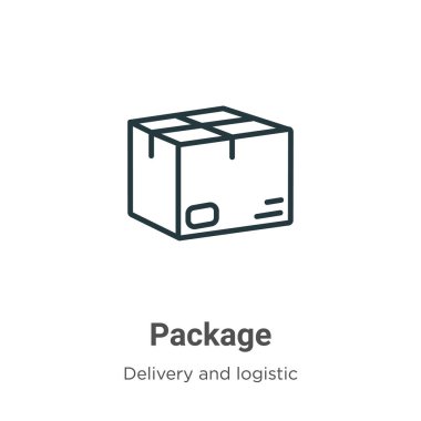 Paket ana hatları vektör simgesi. İnce çizgi siyah paket simgesi, düzenlenebilir dağıtımdan düz vektör basit element çizimi ve beyaz arkaplanda izole edilmiş lojistik konsept