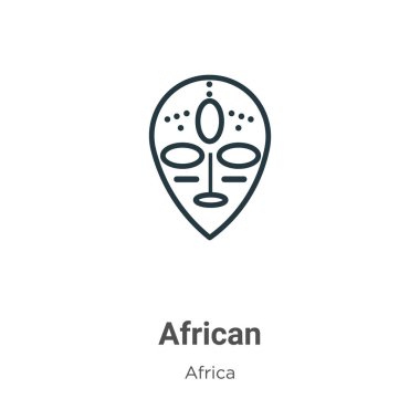 Afrika dış hat vektör simgesi. İnce çizgi siyah Afrika ikonu, düz vektör basit element illüstrasyonu, beyaz arkaplanda izole edilmiş Afrika konsepti.