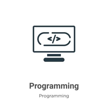 Beyaz arkaplanda simge vektörü programlanıyor. Mobil konsept ve web uygulamaları tasarımı için modern programlama koleksiyonundan düz vektör programlama simgesi işareti.