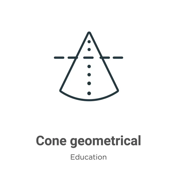 円錐幾何学的アウトラインベクトルアイコン 白い背景に隔離された編集可能な教育概念からの細い線黒コーン幾何学的アイコン フラットベクトルシンプルな要素イラスト — ストックベクタ
