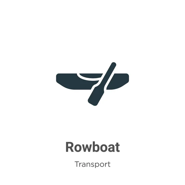 Rowboat Glyph Ikon Vektor Fehér Háttérrel Lapos Vektor Evezős Ikon — Stock Vector