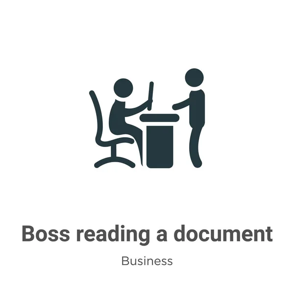 Boss Liest Ein Dokument Vektor Symbol Auf Weißem Hintergrund Flacher — Stockvektor