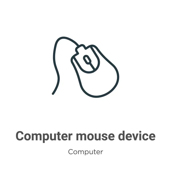 El dispositivo del ratón del ordenador describe el icono vectorial. icono del ratón negro de la línea de Thin, ilustración vectorial simple elemento plano del concepto de computadora editable aislado en el fondo blanco. — Archivo Imágenes Vectoriales
