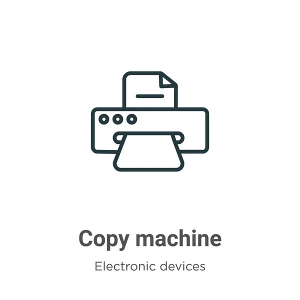 Copiar icono de vector contorno de la máquina. Icono de máquina de copia negra de línea delgada, ilustración de elemento simple de vector plano del concepto de dispositivos electrónicos editables aislados sobre fondo blanco — Archivo Imágenes Vectoriales