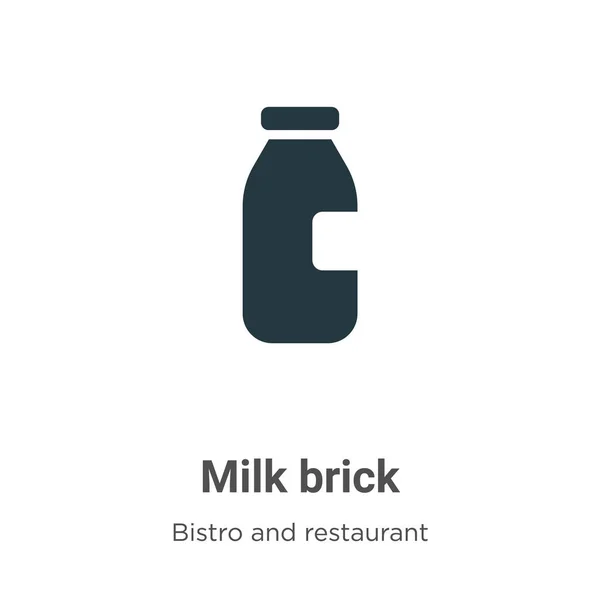 白い背景にミルクレンガベクトルアイコン モバイルコンセプトとWebアプリのデザインのための現代のビストロやレストランのコレクションからフラットベクトルミルクレンガアイコンのシンボルサイン — ストックベクタ