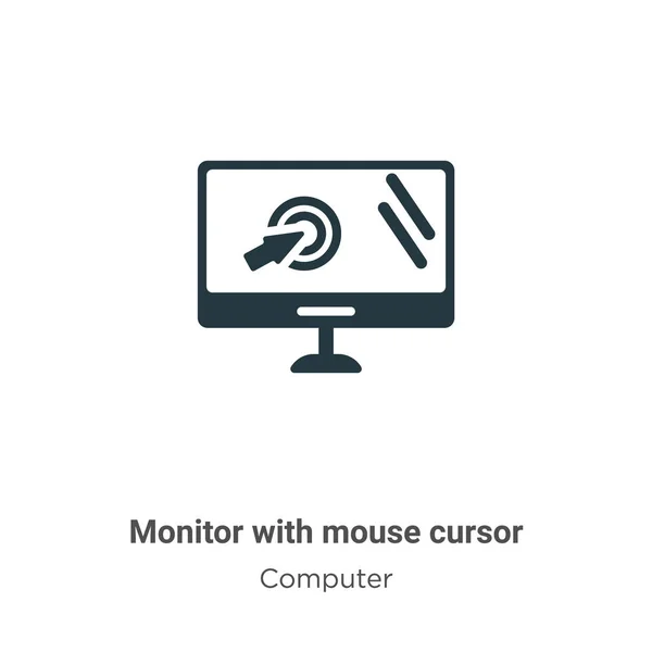 Monitor Mit Mauszeiger Vektorsymbol Auf Weißem Hintergrund Flacher Vektor Monitor — Stockvektor