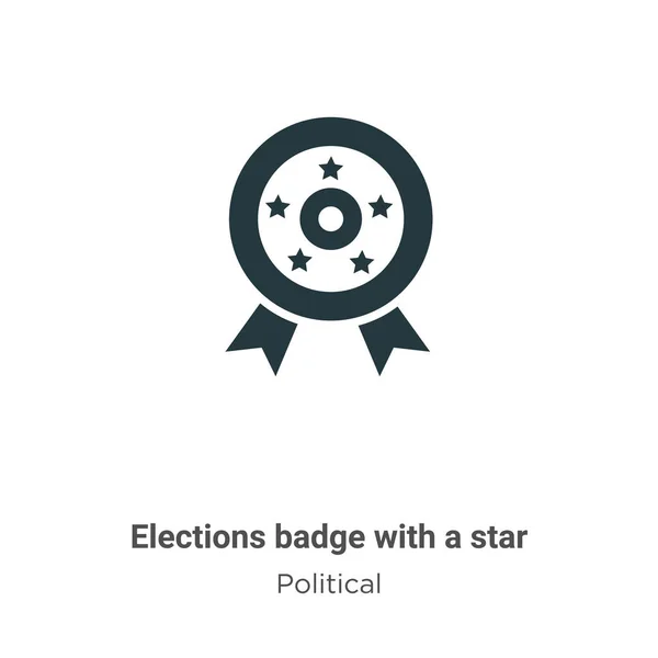 Elections Badge Star Glyph Icon Vector White Background Flat Vector — ストックベクタ