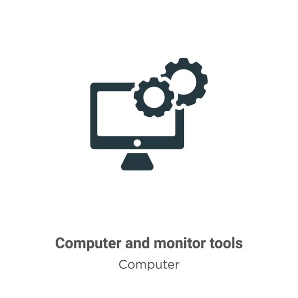 Icono Vectorial Herramientas Computadora Monitor Sobre Fondo Blanco Equipo Vectorial — Archivo Imágenes Vectoriales